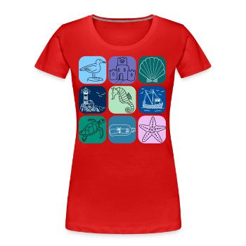 Phare de la mer Baltique de la mer du Nord Moin Frieslad Meer Urlau - T-shirt bio Premium Femme - rouge - Devant - Mia (176cm)