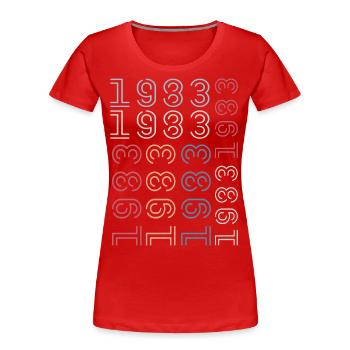 Né en 1983 Cadeau Anniversaire 1983 Retro 1983 - T-shirt bio Premium Femme - rouge - Devant - Mia (176cm)