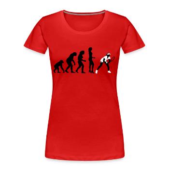 evolution_female_tennis_2c - Frauen Premium Bio T-Shirt - Rot - Vorne - Mia (176cm)