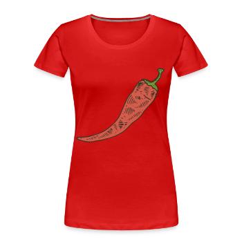 Chili Pepperoni scharf spicy - Frauen Premium Bio T-Shirt - Rot - Vorne - Mia (176cm)