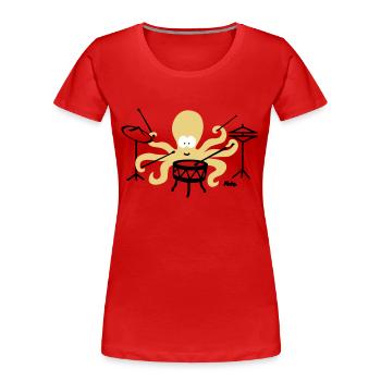 Tintenfisch (c2) - Frauen Premium Bio T-Shirt - Rot - Vorne - Mia (176cm)