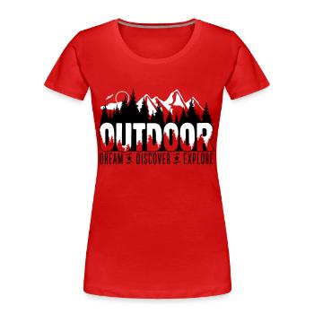 En plein air - Dream Découvrir Explorer - T-shirt bio Premium Femme - rouge - Devant - Mia (176cm)