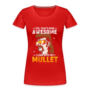 Mulet Coupe de cheveux Mulet - T-shirt bio Premium Femme - rouge - Devant - Mia (176cm)