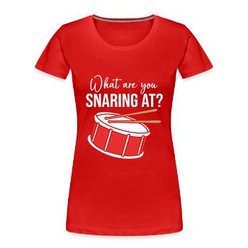 Schlagzeug Schlagzeuger Drumsticks - Frauen Premium Bio T-Shirt - Rot - Vorne - Mia (176cm)