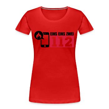 Feuerwehr 112 - Frauen Premium Bio T-Shirt - Rot - Vorne - Mia (176cm)