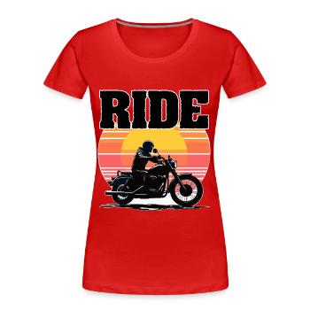 Ride Motorrad, Silhouette Sonnenuntergang - Frauen Premium Bio T-Shirt - Rot - Vorne - Mia (176cm)