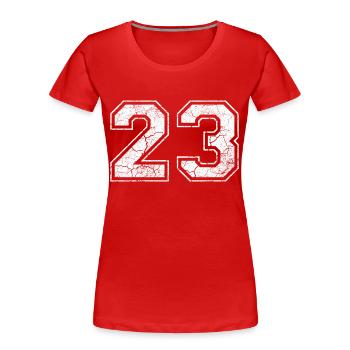 23 in white in the used look - Women's Premium Organic T-Shirt - red - Front - Mia (176cm)