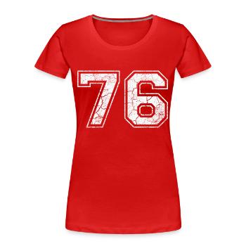 76 in white in the used look - Women's Premium Organic T-Shirt - red - Front - Mia (176cm)