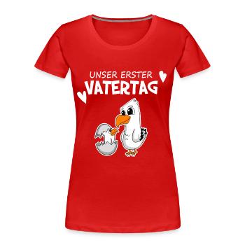 Vatertag Geschenk - Unser erster Vatertag - Frauen Premium Bio T-Shirt - Rot - Vorne - Mia (176cm)