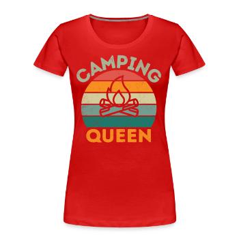 Camping Queen in retro hell distressed, - Women's Premium Organic T-Shirt - red - Front - Mia (176cm)