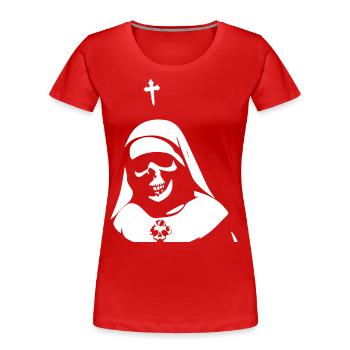 Mystifizierende und mutige Horror-Nonne, Satanic und Occu - Frauen Premium Bio T-Shirt - Rot - Vorne - Mia (176cm)