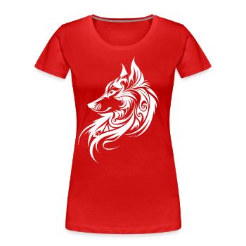 Wolf Silhouette Tribal Tattoo Style Tier Natur Fan - Frauen Premium Bio T-Shirt - Rot - Vorne - Mia (176cm)