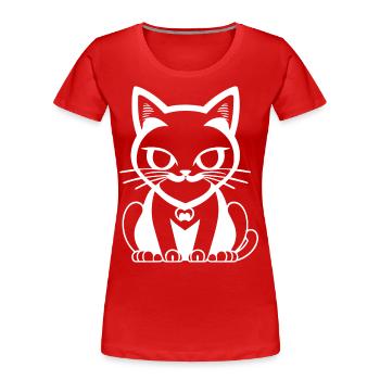 Funny Cat Silhouette Cheeky Fun Cats - Women's Premium Organic T-Shirt - red - Front - Mia (176cm)