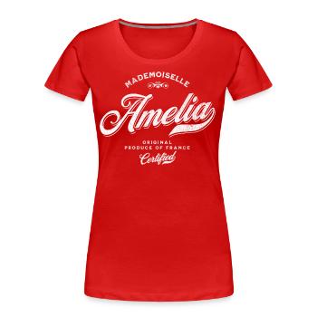 Mademoiselle Amelia - T-shirt bio Premium Femme - rouge - Devant - Mia (176cm)