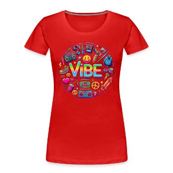Ambiance rétro : Neon Buzz - T-shirt bio Premium Femme - rouge - Devant - Mia (176cm)