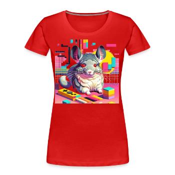 Retro Chinchilla Freude - Frauen Premium Bio T-Shirt - Rot - Vorne - Mia (176cm)