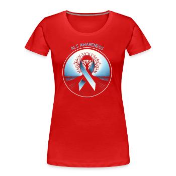 Ruban SLA Espoir - T-shirt bio Premium Femme - rouge - Devant - Mia (176cm)