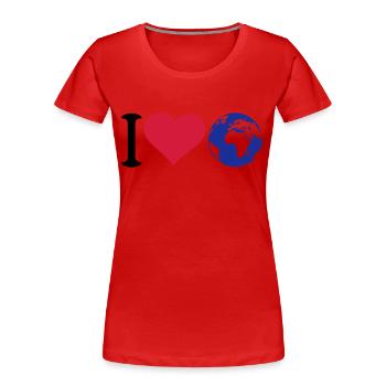 I love our planet - Women's Premium Organic T-Shirt - red - Front - Mia (176cm)
