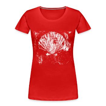 Camino - Jakobsmuschel - Pilgertour - Santiago - Frauen Premium Bio T-Shirt - Rot - Vorne - Mia (176cm)