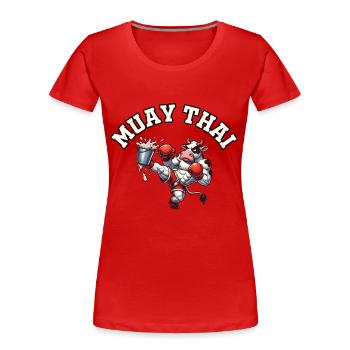 Muay Thai Kuh - Frauen Premium Bio T-Shirt - Rot - Vorne - Mia (176cm)