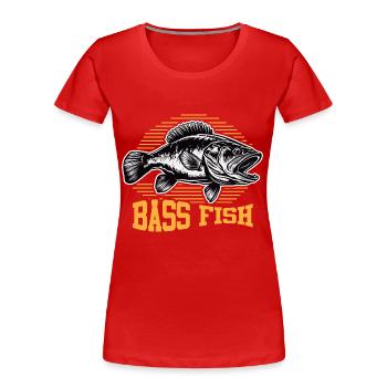 Bass Fish - Women's Premium Organic T-Shirt - red - Front - Mia (176cm)