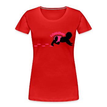 Baby Loading Design - T-shirt bio Premium Femme - rouge - Devant - Mia (176cm)
