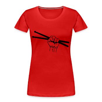 drummer fists - drummer fists - music - rock - T-shirt bio Premium Femme - rouge - Devant - Mia (176cm)