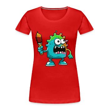Monster Crash - Cooles blaues Monster - Frauen Premium Bio T-Shirt - Rot - Vorne - Mia (176cm)