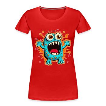 Monster Crash - Cooles blaues Monster - Frauen Premium Bio T-Shirt - Rot - Vorne - Mia (176cm)