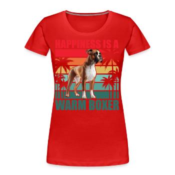 Le bonheur est un boxeur chaleureux - T-shirt bio Premium Femme - rouge - Devant - Mia (176cm)