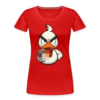 Duck You! Lustige Ente mit Mittelfinger zensiert - Frauen Premium Bio T-Shirt - Rot - Vorne - Mia (176cm)