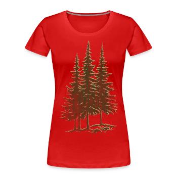 Forest, Spruce, Fir Trees - Women's Premium Organic T-Shirt - red - Front - Mia (176cm)
