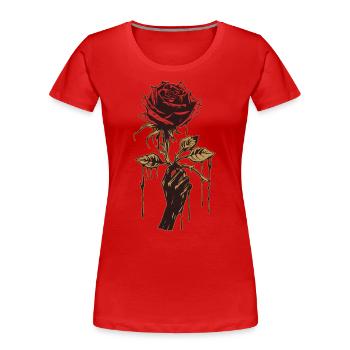 Hand Holding Rose Soft Grunge Vintage Goth Aesthetic - Women's Premium Organic T-Shirt - red - Front - Mia (176cm)