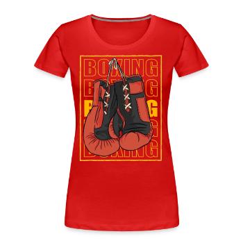Boxe - T-shirt bio Premium Femme - rouge - Devant - Mia (176cm)