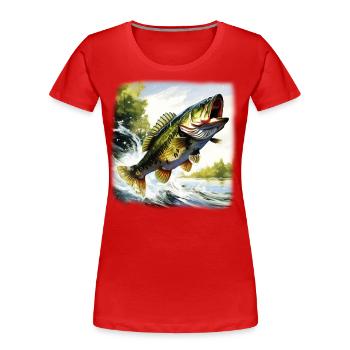 Bass Fish - Women's Premium Organic T-Shirt - red - Front - Mia (176cm)