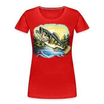 Bass Fish - Women's Premium Organic T-Shirt - red - Front - Mia (176cm)