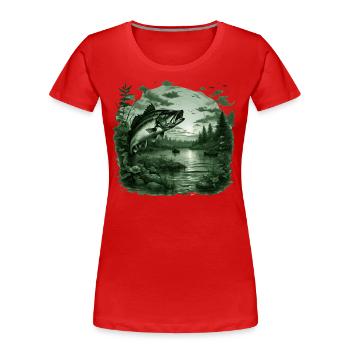 Bass Fish - Women's Premium Organic T-Shirt - red - Front - Mia (176cm)