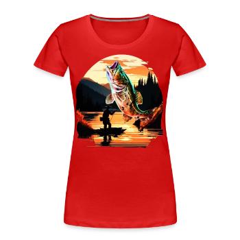 Bass Fish - Women's Premium Organic T-Shirt - red - Front - Mia (176cm)