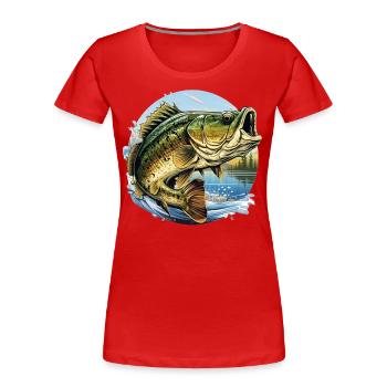Bass Fish - Women's Premium Organic T-Shirt - red - Front - Mia (176cm)