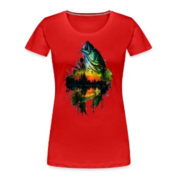 Bass Fish - Women's Premium Organic T-Shirt - red - Front - Mia (176cm)