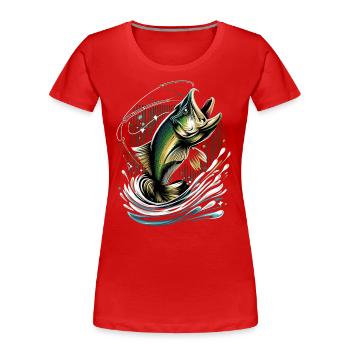 Bass Fish - Women's Premium Organic T-Shirt - red - Front - Mia (176cm)