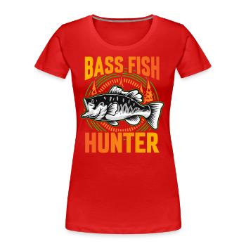 Chasseur de poissons d’achigan - T-shirt bio Premium Femme - rouge - Devant - Mia (176cm)