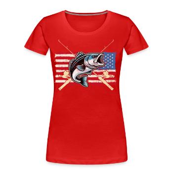 Bass Fish - Women's Premium Organic T-Shirt - red - Front - Mia (176cm)