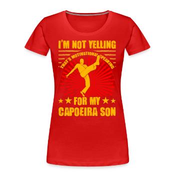 Ich schreie nicht, das ist motivierendes Sprechen - Frauen Premium Bio T-Shirt - Rot - Vorne - Mia (176cm)