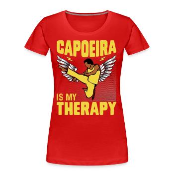 Capoeira ist meine Therapie - Frauen Premium Bio T-Shirt - Rot - Vorne - Mia (176cm)