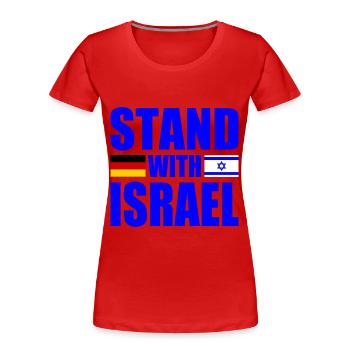 We stand with israel - T-shirt bio Premium Femme - rouge - Devant - Mia (176cm)