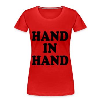 Hand in hand - Frauen Premium Bio T-Shirt - Rot - Vorne - Mia (176cm)