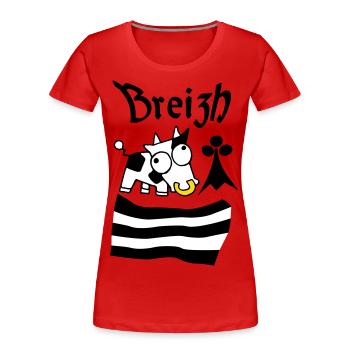 Breizh Bretagne - T-shirt bio Premium Femme - rouge - Devant - Mia (176cm)