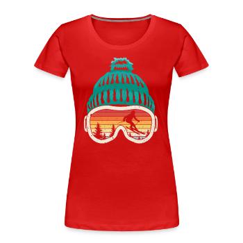 Ski Skifahrer Skibrille Skifahren Urlaub Geschenk - Frauen Premium Bio T-Shirt - Rot - Vorne - Mia (176cm)