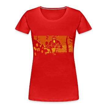 Retro Halloween Rugby - Frauen Premium Bio T-Shirt - Rot - Vorne - Mia (176cm)